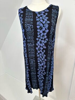 PASSION HAWAII blue tropical/floral mini dress, size S/M